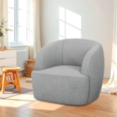 Poltrona Orgânica Luxo Recepção Nuvia Bouclé Cinza