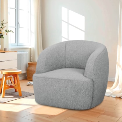 Poltrona Orgânica Luxo Recepção Nuvia Bouclé Cinza