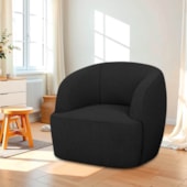 Poltrona Orgânica Luxo Recepção Nuvia Bouclé Preto