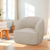 Poltrona Orgânica Luxo Recepção Nuvia Linho Bege