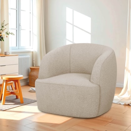 Poltrona Orgânica Luxo Recepção Nuvia Linho Bege