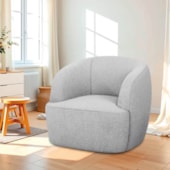 Poltrona Orgânica Luxo Recepção Nuvia Linho Cinza Claro