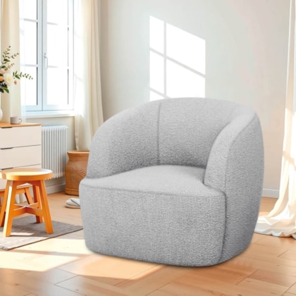 Poltrona Orgânica Luxo Recepção Nuvia Linho Cinza Claro