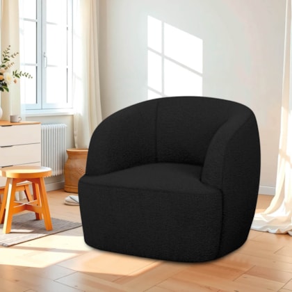 Poltrona Orgânica Luxo Recepção Nuvia Linho Preto