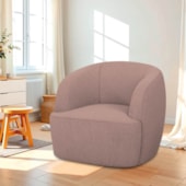 Poltrona Orgânica Luxo Recepção Nuvia Linho Rose