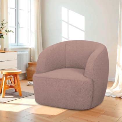 Poltrona Orgânica Luxo Recepção Nuvia Linho Rose