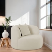 Poltrona Orgânica Maitê Luxo Sala Recepção Decorativa Bouclé Bege