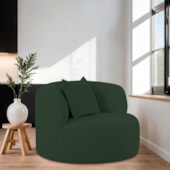 Poltrona Orgânica Maitê Luxo Sala Recepção Decorativa Linho Verde