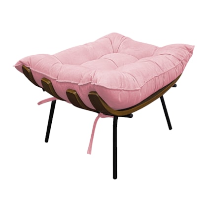 Puff Decorativo Costela Base Fixa Suede Rosa Bebê - Amarena Móveis