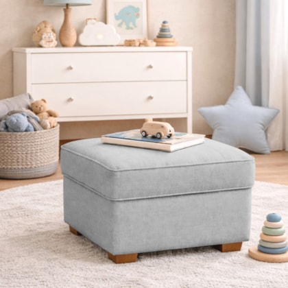 Puff Decorativo Doce Nuvem Linho Cinza Claro