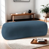 Puff Decorativo Itália 120cm Sala Escritorio Luxo Linho Azul Royal - Amarena Móveis