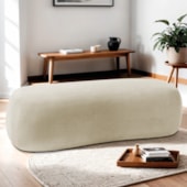 Puff Decorativo Itália 160cm Sala Escritorio Luxo Bouclé Bege - Amarena Móveis