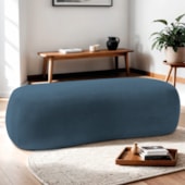 Puff Decorativo Itália 160cm Sala Escritorio Luxo Linho Azul Royal - Amarena Móveis