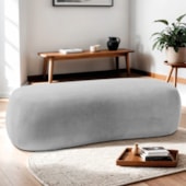 Puff Decorativo Itália 160cm Sala Escritorio Luxo Linho Cinza Claro - Amarena Móveis