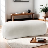 Puff Decorativo Itália 200cm Sala Escritorio Luxo Bouclé Branco - Amarena Móveis