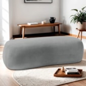 Puff Decorativo Itália 200cm Sala Escritorio Luxo Bouclé Cinza - Amarena Móveis