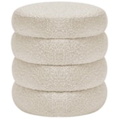 Puff Decorativo Orgânico Sala de Estar Lavínia Bouclé Bege - Amarena Móveis