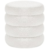 Puff Decorativo Orgânico Sala de Estar Lavínia Bouclé Branco - Amarena Móveis