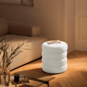 Puff Decorativo Orgânico Sala de Estar Lavínia Bouclé Branco - Amarena Móveis