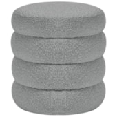Puff Decorativo Orgânico Sala de Estar Lavínia Bouclé Cinza - Amarena Móveis