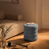 Puff Decorativo Orgânico Sala de Estar Lavínia Bouclé Cinza - Amarena Móveis
