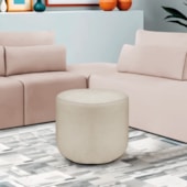 Puff Orgânico Decorativo Conforto Luxo Moá Bouclé Bege