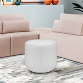 Puff Orgânico Decorativo Conforto Luxo Moá Bouclé Branco