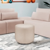 Puff Orgânico Decorativo Conforto Luxo Moá Linho Bege