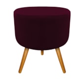 Puff Puf Pufe Banqueta Decorativo Carol Pés Palito Luxo para Quarto Suede Bordô - AM Decor
