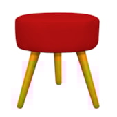 Puff Pufe Pufinho Sofia Decorativo Redondo Pés Palito Corano Vermelho para Consultório Sala de Estar Recepção Quarto - AM Decor
