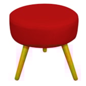 Puff Pufe Pufinho Sofia Decorativo Redondo Pés Palito Corano Vermelho para Consultório Sala de Estar Recepção Quarto - AM Decor