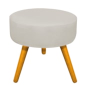 Puff Pufe Pufinho Sofia Decorativo Redondo Pés Palito Suede Bege para Consultório Sala de Estar Recepção Quarto - AM Decor