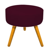 Puff Pufe Pufinho Sofia Decorativo Redondo Pés Palito Suede Bordô para Consultório Sala de Estar Recepção Quarto - AM Decor