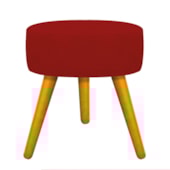Puff Pufe Pufinho Sofia Decorativo Redondo Pés Palito Suede Vermelho para Consultório Sala de Estar Recepção Quarto - AM Decor