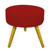 Puff Pufe Pufinho Sofia Decorativo Redondo Pés Palito Suede Vermelho para Consultório Sala de Estar Recepção Quarto - AM Decor