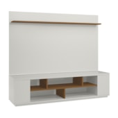 Rack Heloísa 2 Portas e Painel Lívia C03 177 cm - Laca Off White/Caramelo - Amarena Móveis