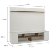 Rack Heloísa 2 Portas e Painel Lívia C03 177 cm - Laca Off White/Caramelo - Amarena Móveis