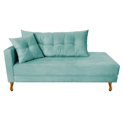 Recamier Azura 140cm com Almofada Lado Direito Suede Azul Tiffany - Amarena Móveis