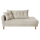 Recamier Azura 140cm com Almofada Lado Direito Suede Bege - Amarena Móveis