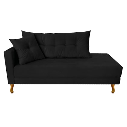 Recamier Azura 140cm com Almofada Lado Direito Suede Preto - Amarena Móveis