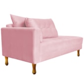 Recamier Azura 140cm com Almofada Lado Direito Suede Rosa Bebê - Amarena Móveis
