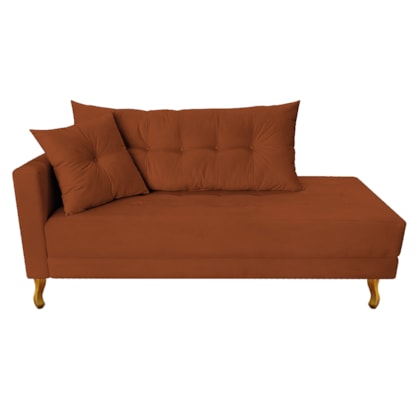 Recamier Azura 140cm com Almofada Lado Direito Suede Terracota - Amarena Móveis