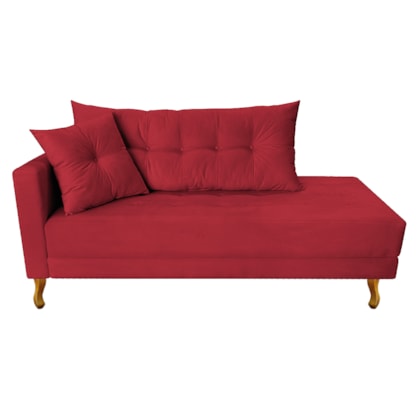 Recamier Azura 140cm com Almofada Lado Direito Suede Vermelho - Amarena Móveis