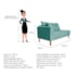 Recamier Azura 140cm com Almofada Lado Esquerdo Suede Azul Tiffany - Amarena Móveis