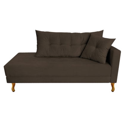 Recamier Azura 140cm com Almofada Lado Esquerdo Suede Marrom - Amarena Móveis