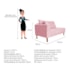 Recamier Azura 160cm com Almofada Lado Direito Suede Rosa Bebê - Amarena Móveis