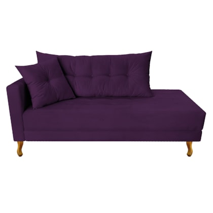 Recamier Azura 160cm com Almofada Lado Direito Suede Roxo - Amarena Móveis