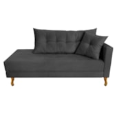 Recamier Azura 160cm com Almofada Lado Esquerdo Linho Chumbo - Amarena Móveis