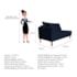 Recamier Azura 160cm com Almofada Lado Esquerdo Suede Azul Marinho - Amarena Móveis