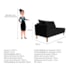 Recamier Azura 160cm com Almofada Lado Esquerdo Suede Preto - Amarena Móveis